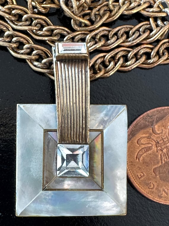 Ermani  Bulatti mother of pearl Art Deco Style pendant necklace