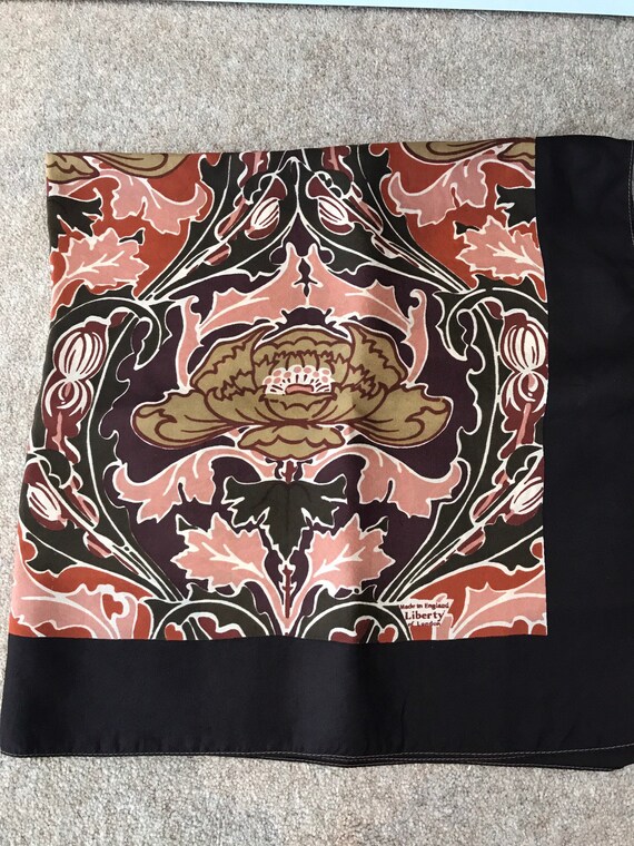 Vintage Liberty of London William Morris style Art and Crafts Brown silk scarf