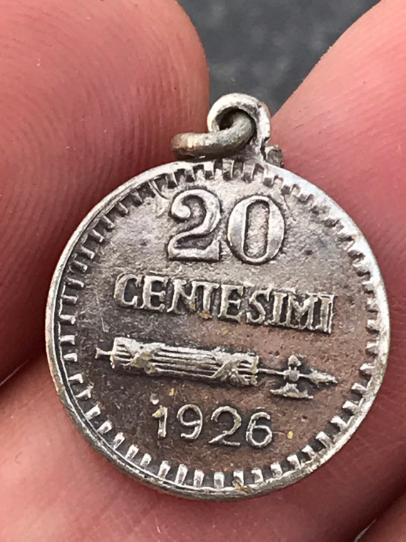 Vintage silver charm pendants San Marino 1926 tourist coin medal