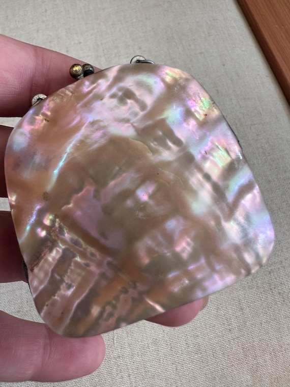 Miniature vintage/antique mother of pearl/Abalone  coin purse Chatelaine