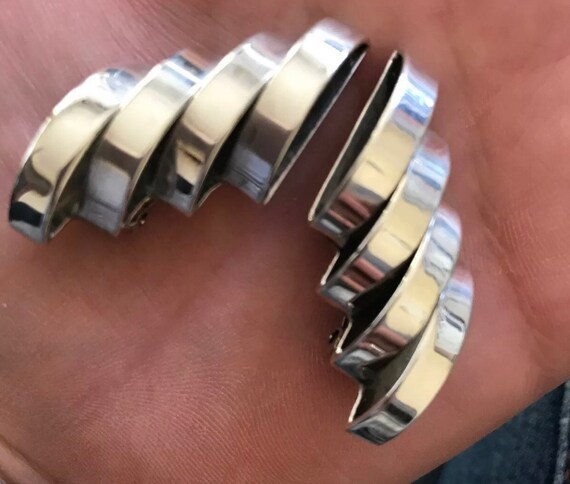 Large Modernist solid silver statement clip on earrings