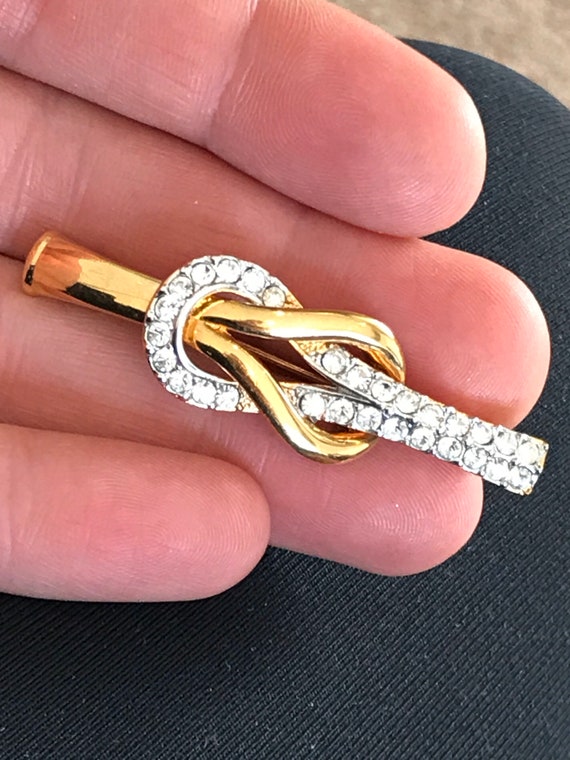 Vintage Signed Attwood & Sawyer elegant gold plated and diamanté brooch pin c1960s