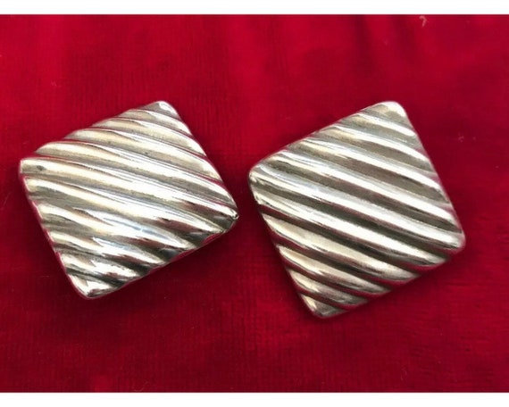 Vintage Large Signed 925 Taxco Silver Mexican Clip On Earrings