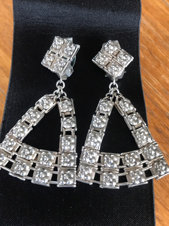 Vintage Arabic silver clip on earrings drop earrings