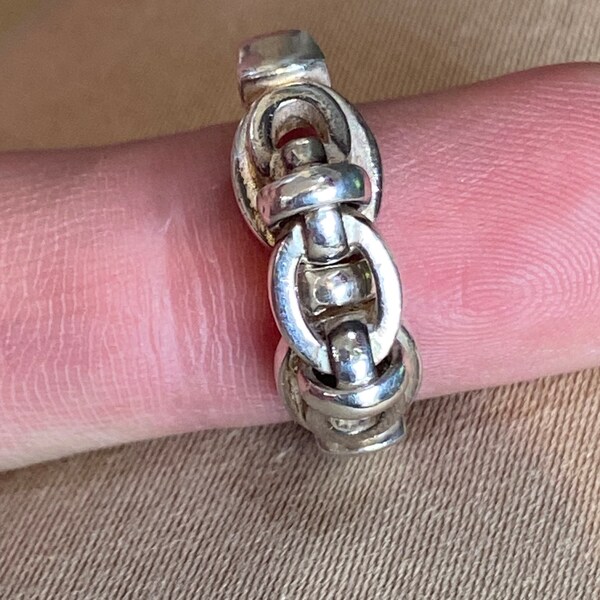 Links of London heavy solid silver chain link fronted ring size U.K. L US size 6