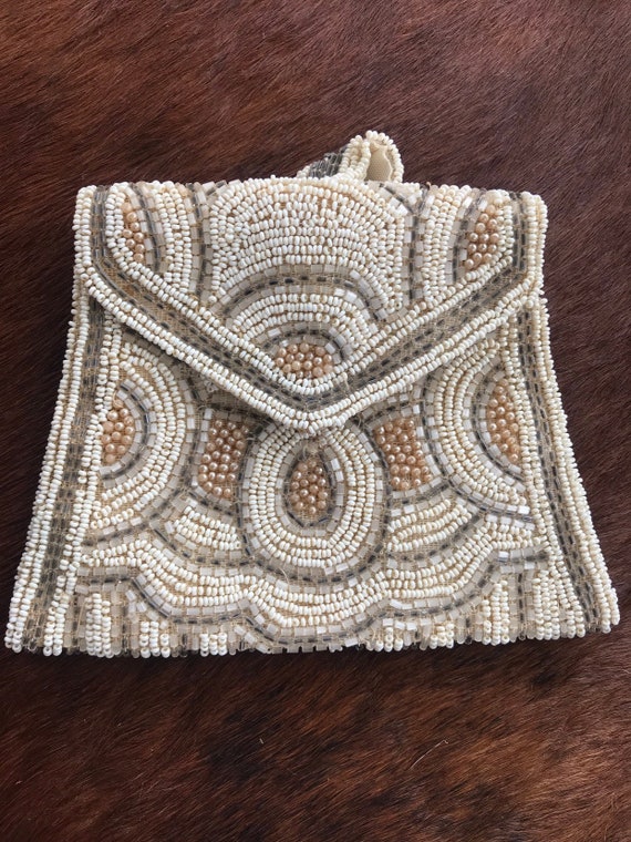 Beautiful Vintage French Art Deco beaded purse small evening bag wedding day clutch