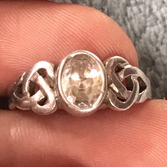 925 Solid Silver Celtic Knotwork Stone Ring Size P