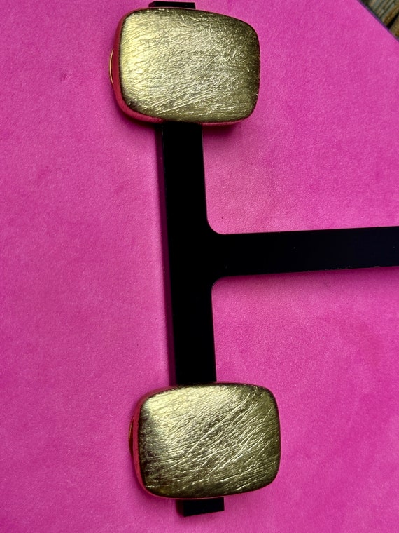 A  pair of  vintage textured brushed gold plated rectangular  clip on earrings by Ciro