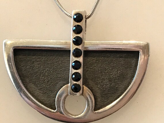 Modernist style solid silver pendant necklace Polish hallmark