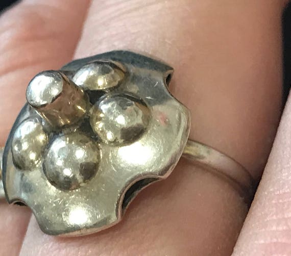 Vintage solid silver modernist ring US size 8 uk P 1/2.