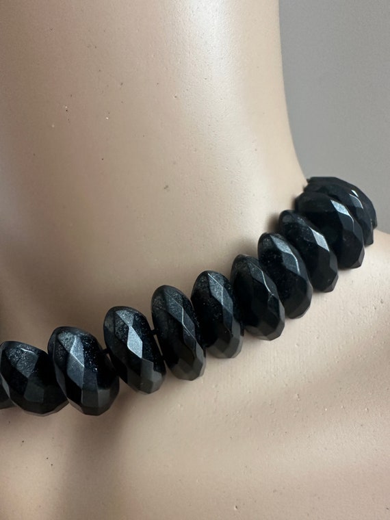 Fabulous Whitby Jet Victorian Faceted choker coll… - image 3