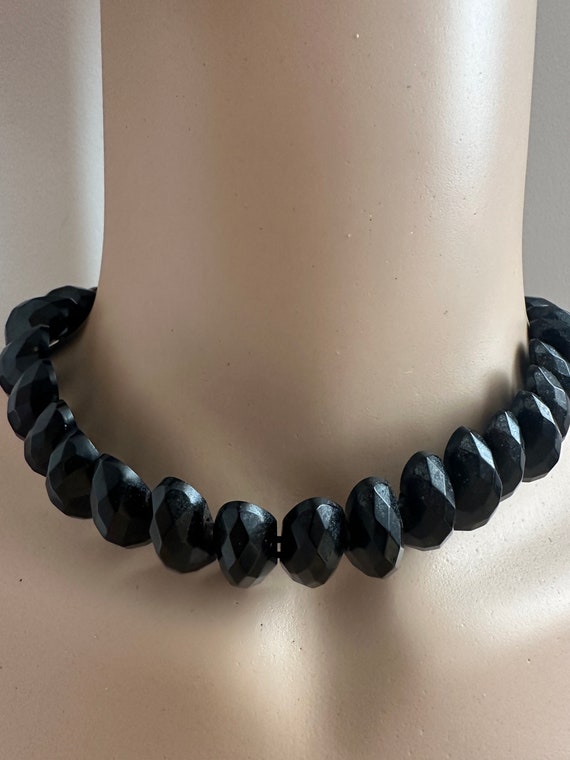 Fabulous Whitby Jet Victorian Faceted choker coll… - image 5