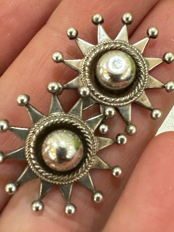 Fantastic Victorian silver sunburst star  earrings