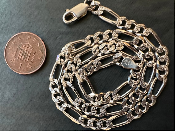 15 inch solid silver Italian Figaro link chain 5mm thick 19.9 grams