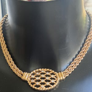 Collana vintage con cristalli placcati oro Christian Dior