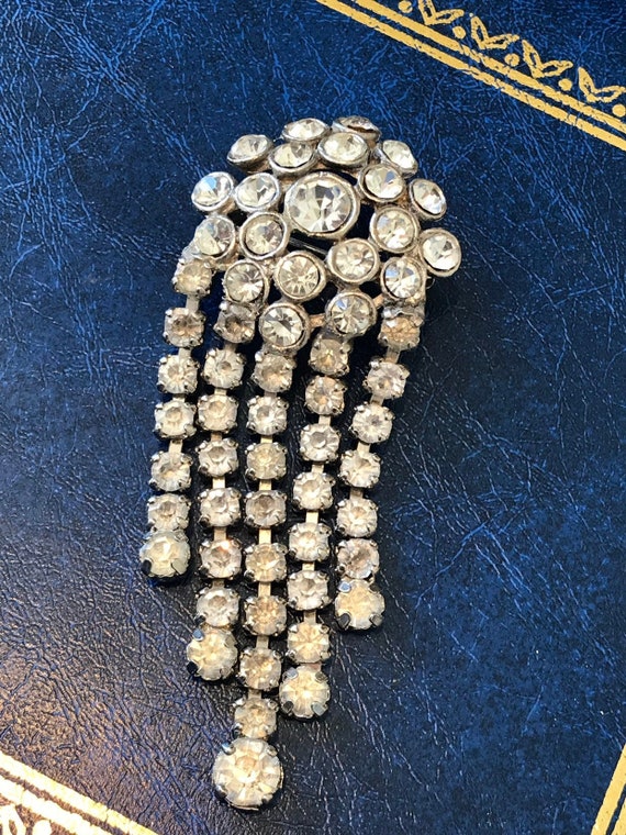 Striking statement piece waterfall cascading diamanté brooch pin