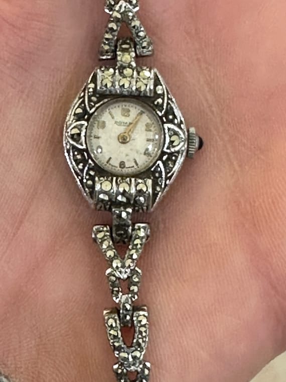 Rotary vintage Ladies Marcasite Art Deco style 17’ Jewels Mechanical dress WatchSwiss Made