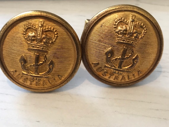 Military Royal Australia Navy ww2 button cufflinks Father's Day gift one off piece
