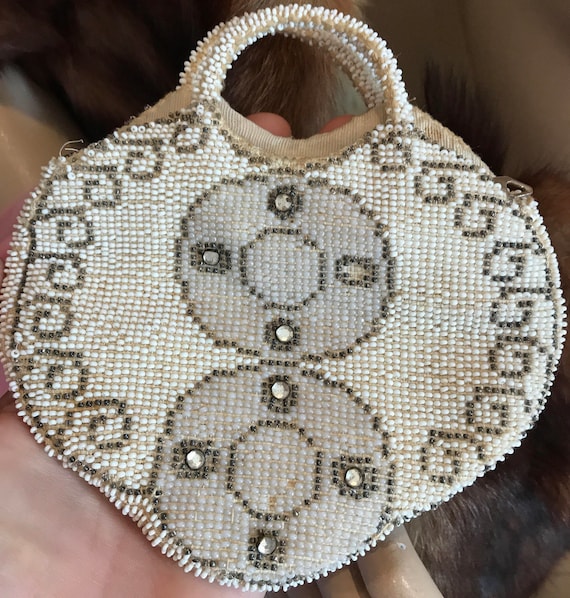 Beautiful Vintage French Art Deco beaded purse small evening bag wedding day