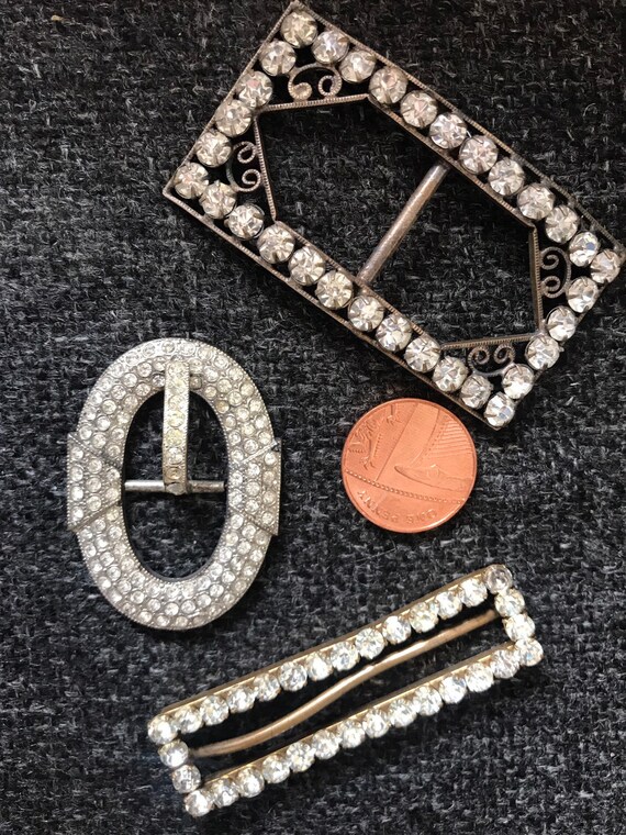 3 stunning original Art Deco belt buckles for belts or choker necklace making