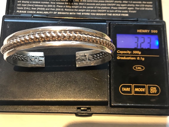 Vintage Silver Tribal Torque Bedouin Bangle 7.5’’ Rope Twist Pattern Heavy 32 grams Arabic hallmarks