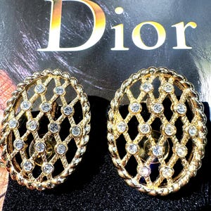 Fabulous vintage signed Christian Dior gold plated oversized clip on earrings