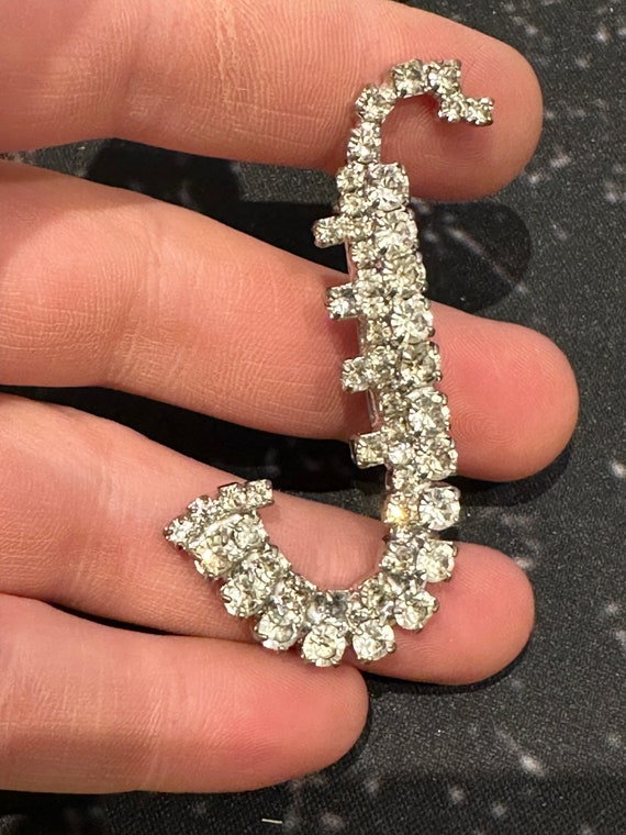 Vintage bling diamanté sparkling rhinestones saxophone brooch pin musical instrument gift Jazz fan