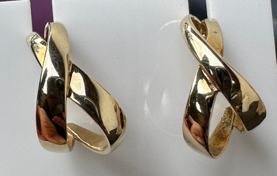 9ct Yellow Gold Twist Design Half Hoop Earrings