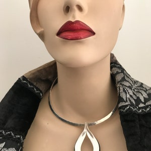 Statement piece Modernist solid sterling silver Torque necklace with pendant from Franz Scheurle, Germany now Quinn c1960-70s image 1
