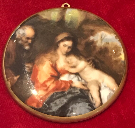 Crown Staffordshire England bone china The Repose into Egypt Van Dyck pendant
