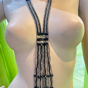 Long Art Deco beaded flapper style tassel necklace