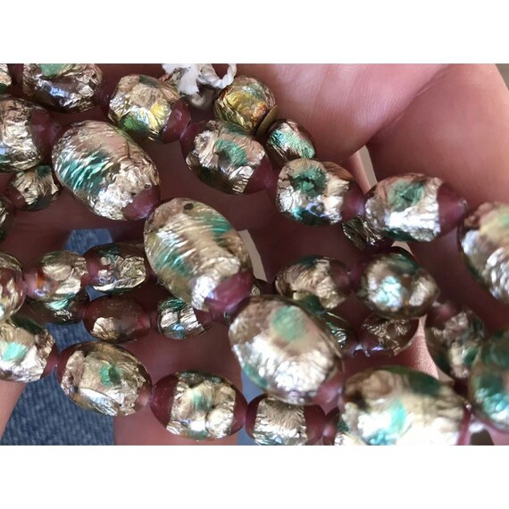 Superb original Art Deco Glass Foil Bead Necklace Multi Coloured 22 inches in length