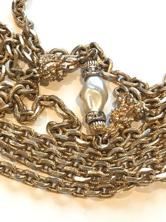 Stunning designer Givenchy signed couture multi strain gold plated chain necklace