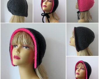 Hat Knitting Pattern, Reversible, Man Hat, Woman Hat, PDF 245, Josie Hat, Earflap Hat, Beanie