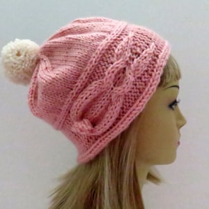 PDF 110  Knitting Pattern Bunny Rabbit  Slouch Hat, Beanie, Tam, Slouchy Hat, Shabby Chic, Knit Pattern,   Winter Spring Fall Hat Accessory
