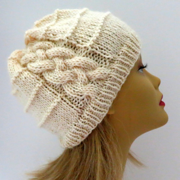 Easy Cable Hat PDF 179  Hat Knitting Pattern, Beanie, Souch, Toque