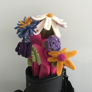 Pattern to Knit and Felt Golf Club Covers, Driver, 3 Wood, 5 and 7 Wood, Rescue Hybrid Flowers Leaves Knitting Pattern.  Not the actual item