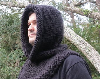 Knittin Pattern, Hat Knitting Pattern, Mens Hooded Cowl, Robin