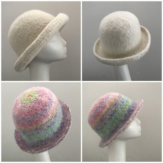 Knit and Felt Derby Hat Pattern Two Styles and Flower Etsy