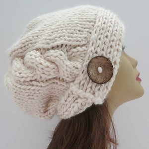 PDF 166 Hat Pattern, The Jenna Slouch Hat, Cable PDF Knitting Pattern, Beanie, Elegant Hat Pattern