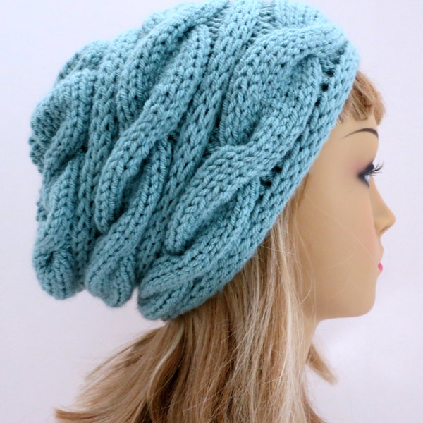 Hat Knitting Pattern Winter Hat, Slouchy Hat