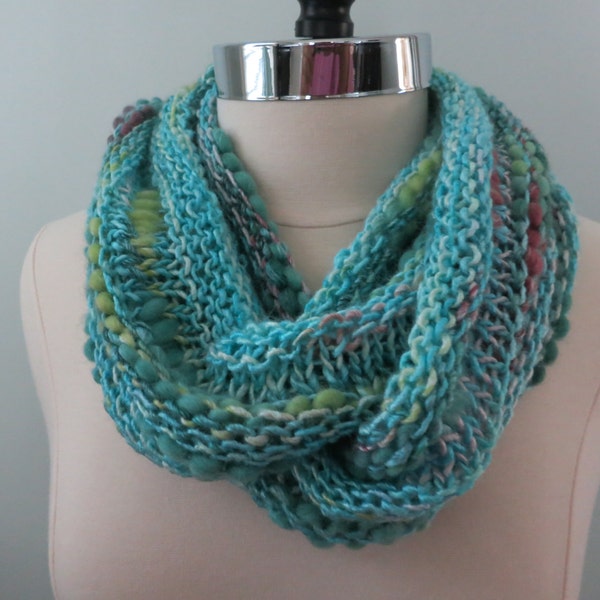 Knitting Pattern for Bamboo Bloom Yarn Infinity Scarf, Cowl