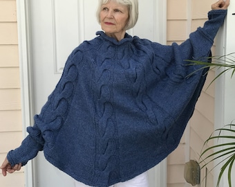 Genevieve Poncho Knitting Pattern, Cape Pattern, Bulky Yarn Knitting Pattern