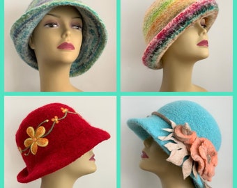 Large Knit and Felt Hat Pattern, Felt Hat, Knitting Pattern, Felting Pattern, Winter Hat,  PDF File to Download