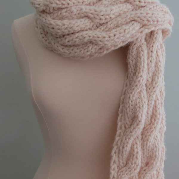 Scarf Knitting Pattern, Bulky Scarf, Cable Scarf