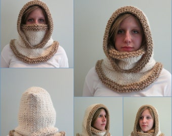 The Montana Hat Knitting Pattern, Hood and Two Cowls Super Bulky Extra Thick and Warm