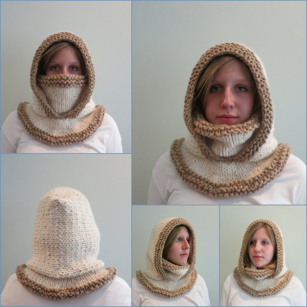The Montana Hat Knitting Pattern, Hood and Two Cowls Super Bulky Extra Thick and Warm