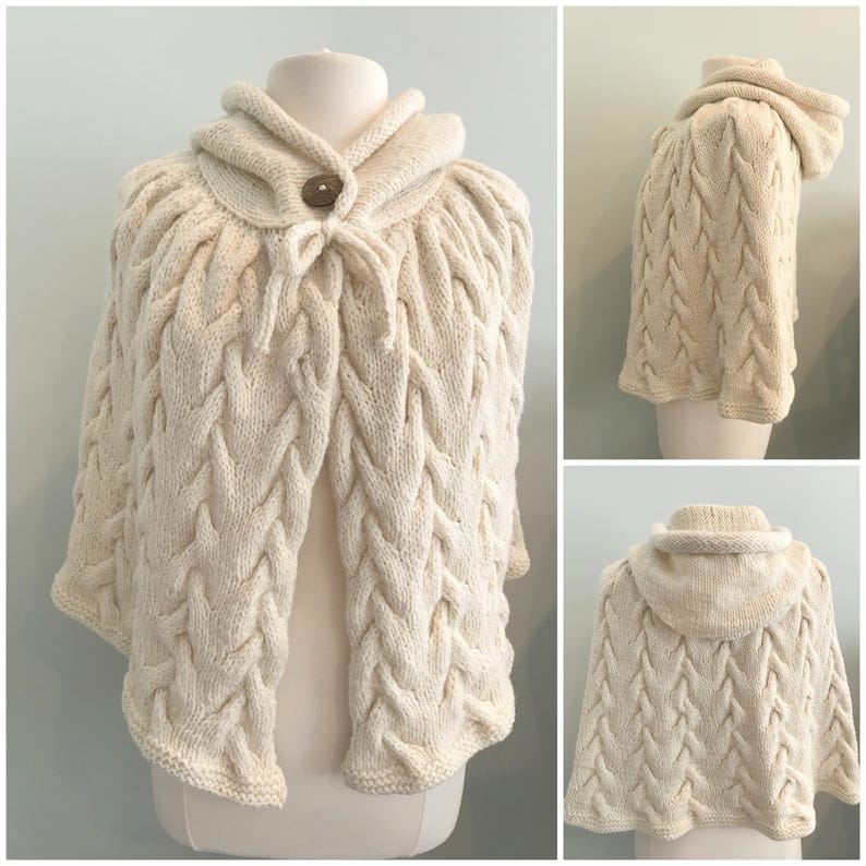 Cape Knitting Pattern, Hooded Cape Knitting Pattern, Poncho, Cable Pattern image 9