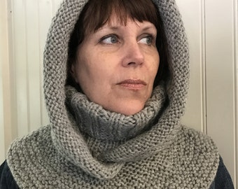 Hat Knitting Pattern, Hood Knitting Pattern, Arctic Chill Hat and Double Cowl