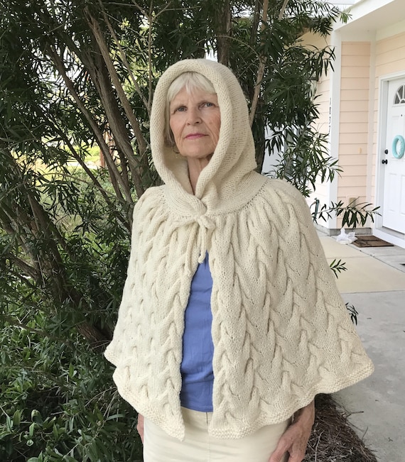 Cape Knitting Pattern Hooded Cape Knitting Pattern Poncho Cable Pattern Etsy UK